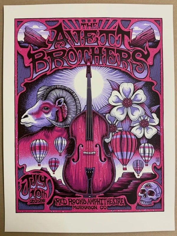 The Avett Brothers Red Rocks CO Concert Poster 2026 Amphitheatre Art Print