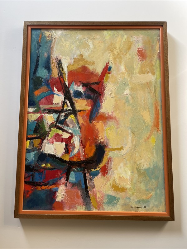 MID CENTURY PAINTING MODERNISM Abstract Colorful Bold 1960 Oil EXPRESSIONISM gallery