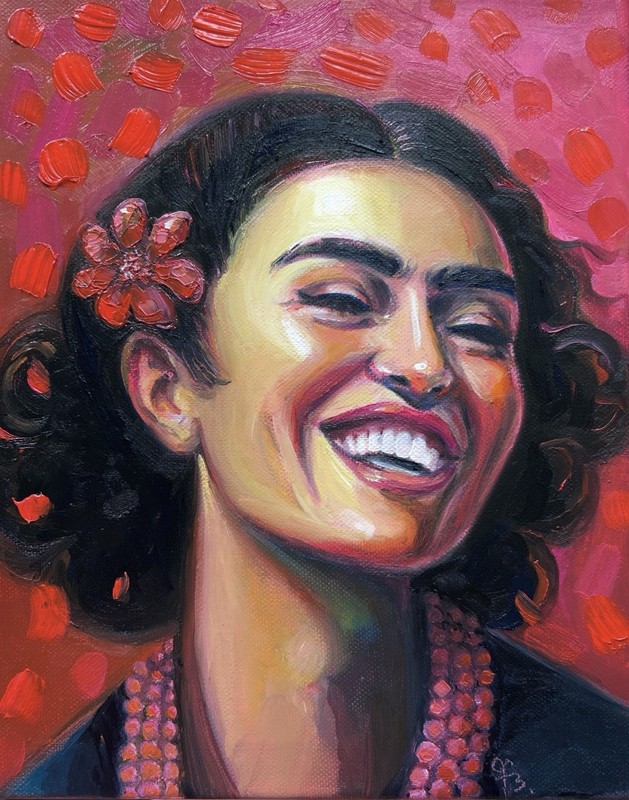 Inspired Frida Kahlo Picture Red ORIGINAL Abstract Woman Portrait Canvas Oil