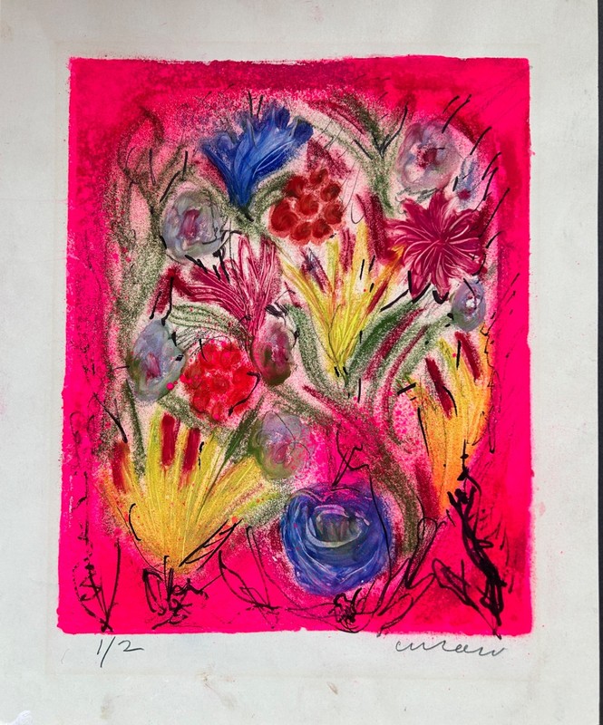 PASCAL CUCARO ORIGINAL MIXED MEDIA ABSTRACT FLORAL PAINTING signed and numbered gallery