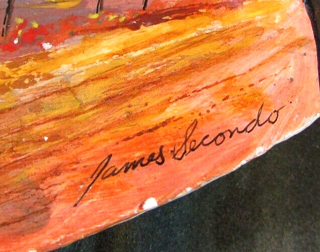 Miniature Country Homestead Landscape Painting Seashell Signed James Secondo VTG gallery