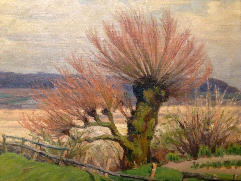 Marius Mikkelsen (1872-1950): POPLAR TREE IN OPEN LANDSCAPE, original oil, 1925 gallery