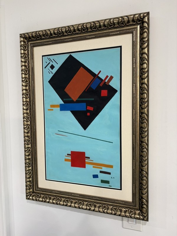 Kazimir Malevich 1879-1935 Oil on Paper in the style of .Matted ,Frame.signed gallery
