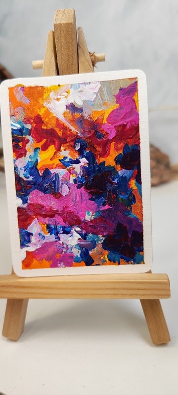 Aceo original painting miniart 2.5×3.5 «abstract» Liina Tynkkynen Finland