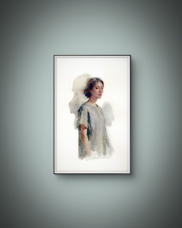 Original Female Figure Portrait Classical Painting 5.5x8.5 Book page gallery
