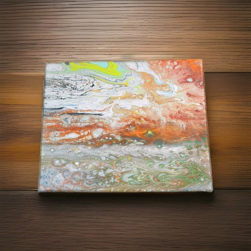 Original 8″x10″ Abstract Acrylic Fluid Art Pour Signed Painting (See Video)