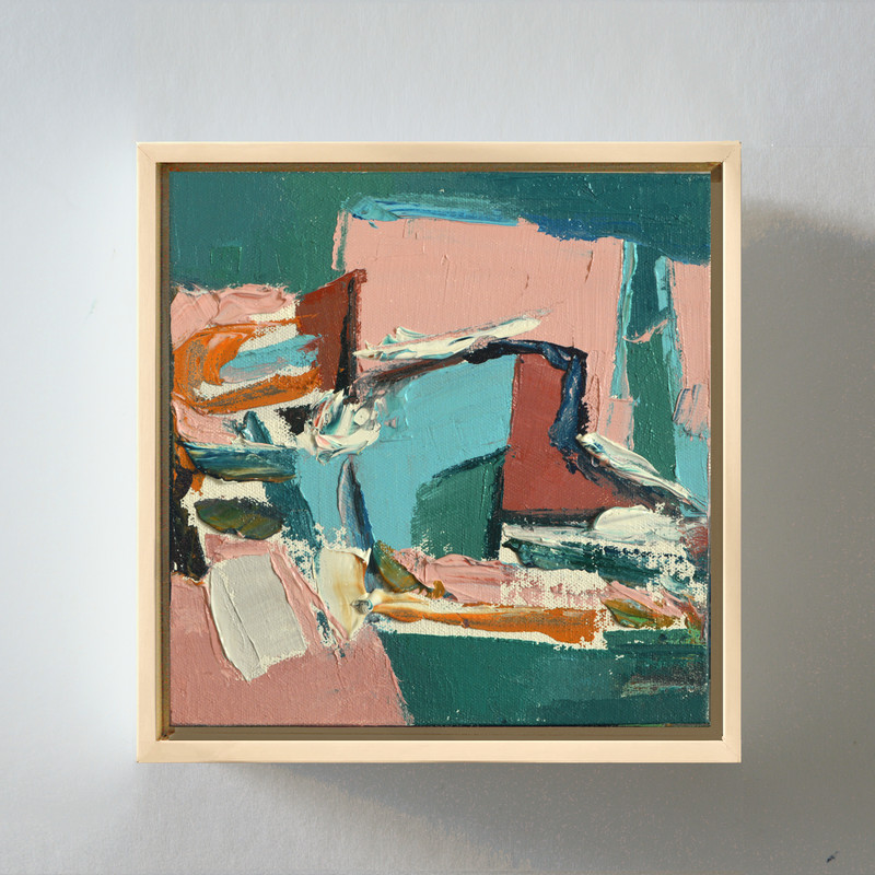 Action Painting Original Abstract Landscape, Textured Oil Wall Art Framed
