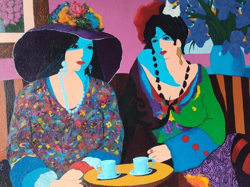 ITZCHAK TARKAY INSPIRED STUDY ORIGINAL ACRYLIC PAINT BY HOLBROOK LARGE 30×22