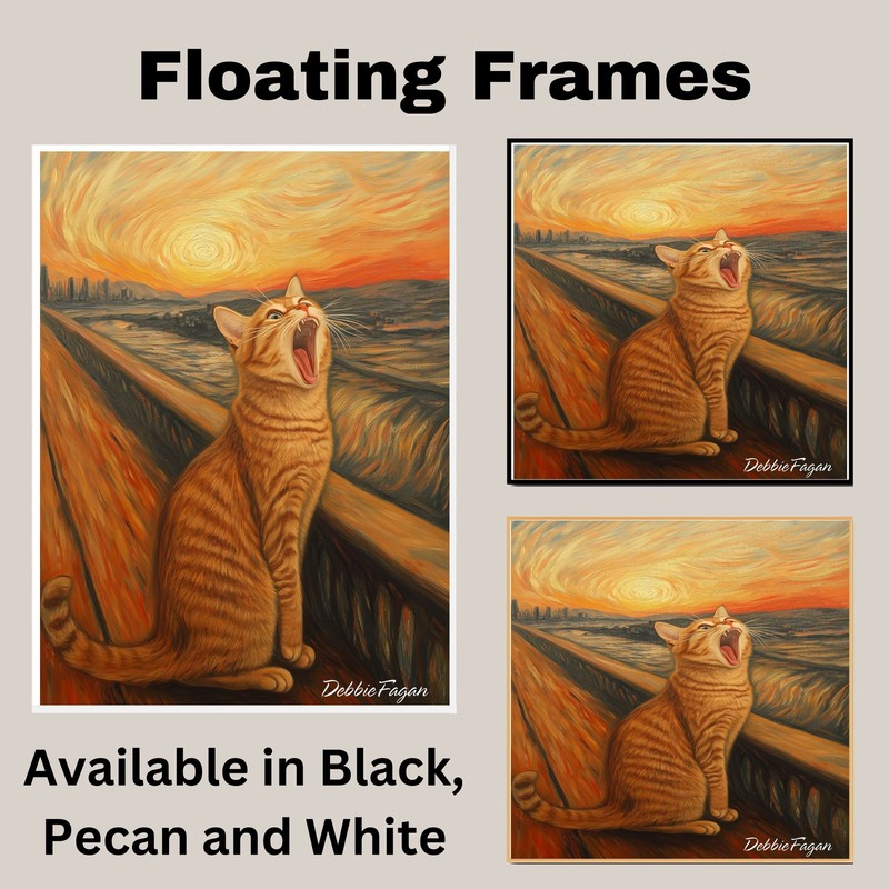 Cat Parody Art of a Yawning Orange Tabby Flat Rolled, Framed or Wrapped Canvas gallery