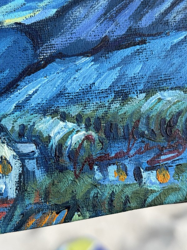 Vincent Van Gogh Starry Night Hand Painted Oil Painting 8in x 10in gallery