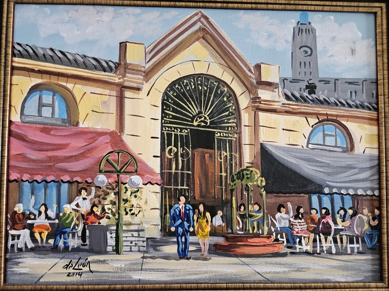 🌟 Original Oil Painting – Mercado del Puerto, Montevideo by Marcelo De León 🎨