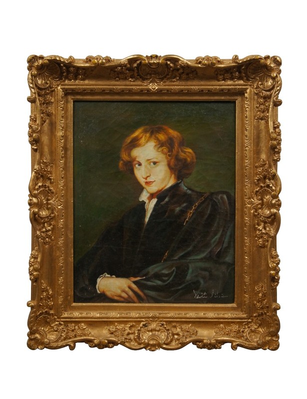 Self Portrait After Anthony Van Dyck Flemish Baroque Oil Painting on Linen 28″