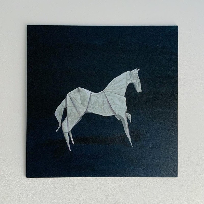 “Silver horse”, surreal, Dalí, MomA, picasso style painting, original by M.Zazel