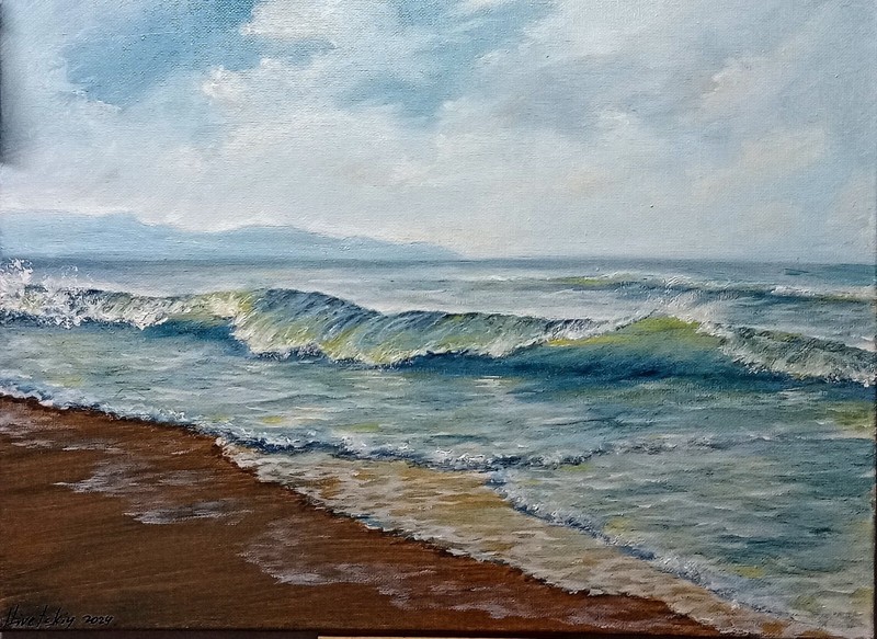 Art 12″/16″ Oil painting Ocean Waves, Seascape, Stretched Canvas, Landscape,