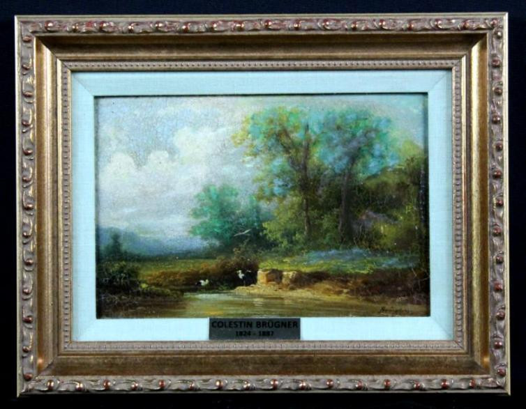 Colestin Brugner ANTIQUE 19TH Century ORIGINAL Oil Painting 3/4 OFF$4500R OFFER?