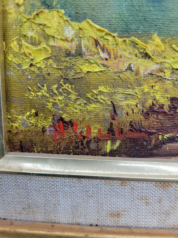 Vintage Framed SCHILLING SIGNED OIL PAINTING LANDSCAPE Cabin Woods gallery