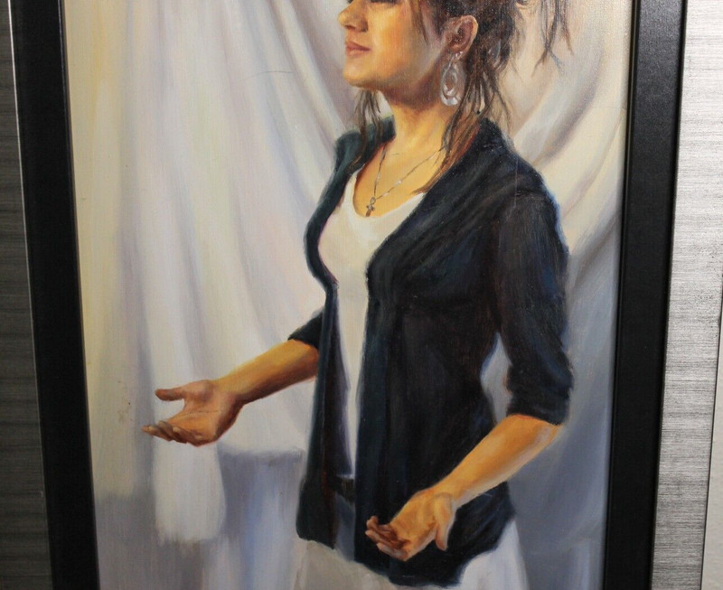 Young Lady at Worship Acrylic on Wood 2010 by BG ST E 12x24 w-w/o Frame gallery