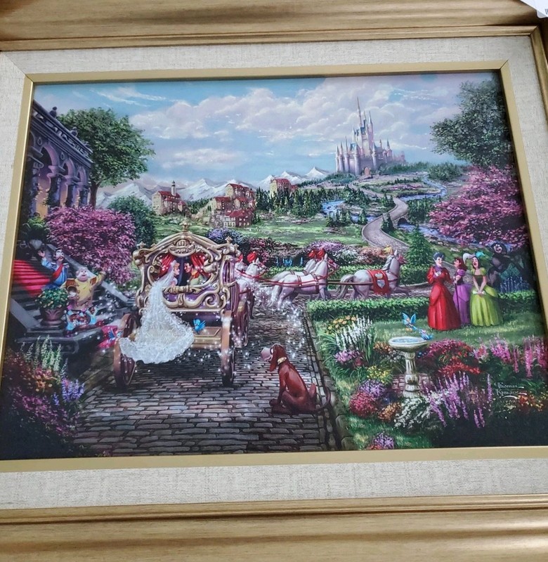 Thomas Kinkade Disney Cinderella «Happily Ever After» Framed on Canvas 12″x16″
