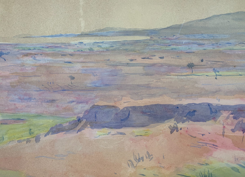 Antique 1899 Robert Gauley 'MARATHON GREECE' Landscape Painting - Irish American gallery
