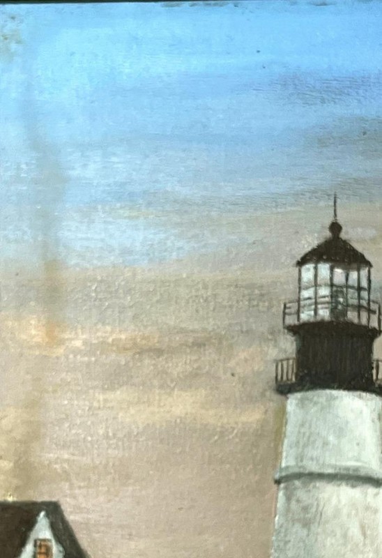 Vintage American Art Nautical Lighthouse Coastal Landscape Seascape Oil Painting gallery