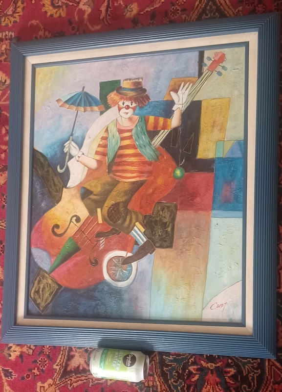 CLOWN PAINTING Signed : Croft Acrylic on Canvas Original Art / Framed Canvas gallery