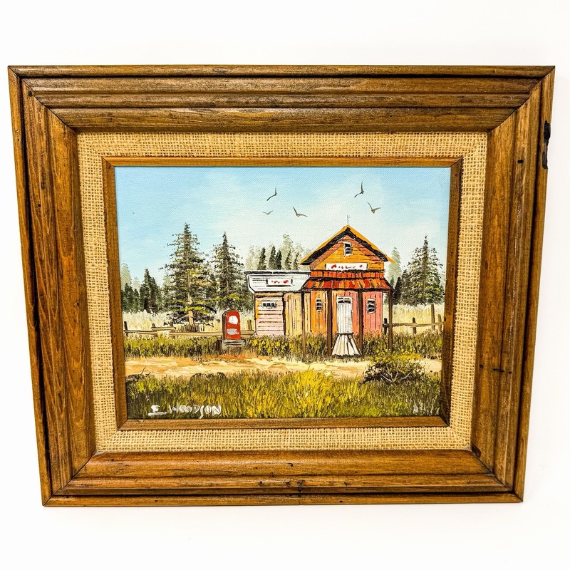 Original Everett Woodson Signed Oil Painting Rustic Country Store Americana