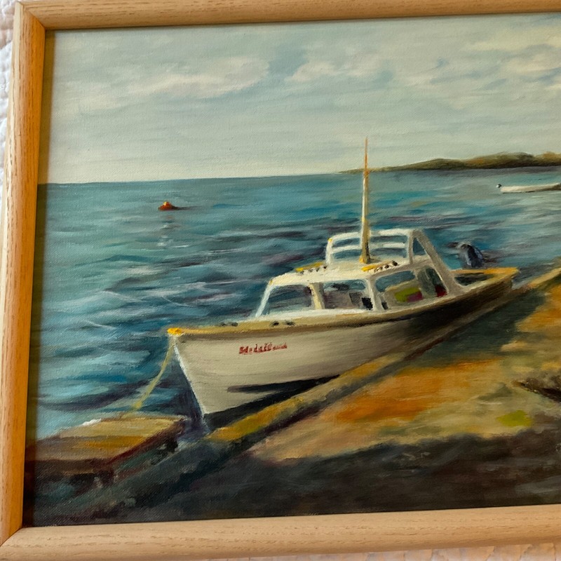 Vintage SEASCAPE ocean oil Painting original hand painted by Williams boat gallery