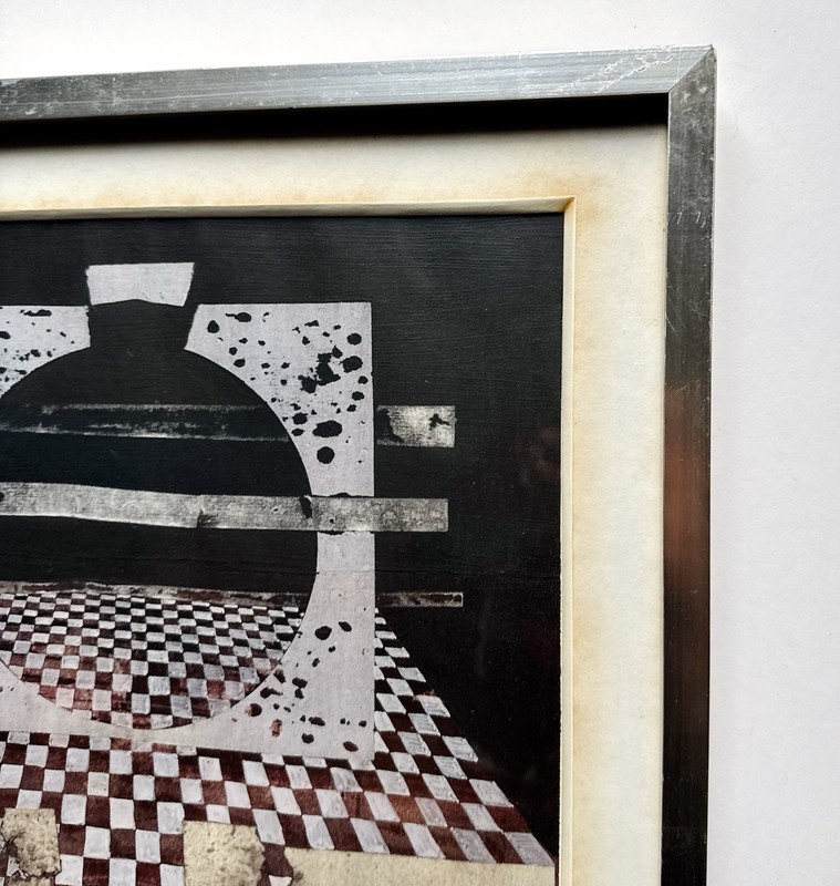 Original Rinaldo Palluzzi Mixed Media Abstract Op Art Painting 1970s Spain Vtg gallery