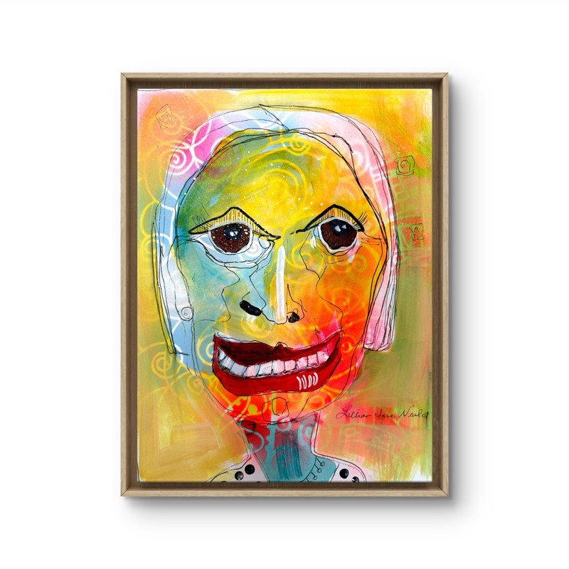 11″x14″ Canvas Abstract Wonky Whimsical Woman Design Home Art