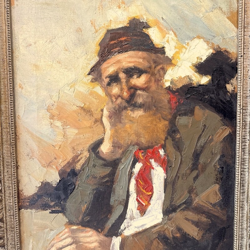 Bacci Old Man Original Oil Painting Bearded Man Portrait Impasto Palette Knife gallery