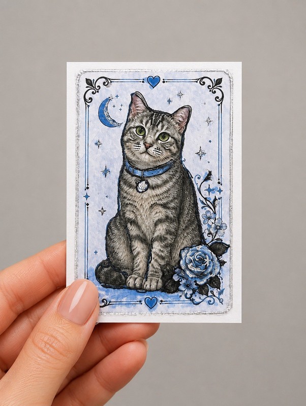 ACEO Print CuteTabby Cat In Mixed Media Original Art 2.5×3.5 By Wanda Fitzgerald