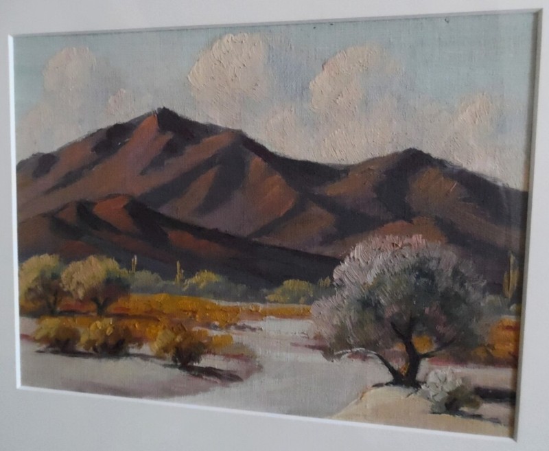 Vtg Unsigned Ralph Goltry Listed Western Artist AZ Desert Landscape Oil Painting