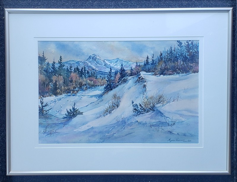 MYRNA WILKINSON 1998 CANADA ORIGINAL SIGNED WATERCOLOR PAINTING MOUNTAIN VALLEY