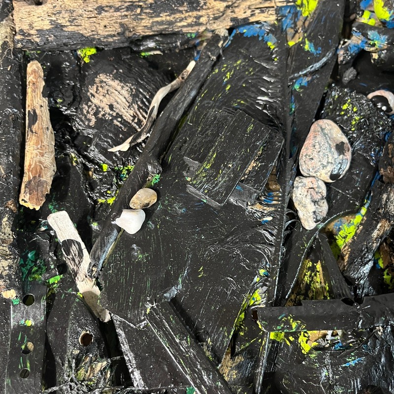 Original Abstract Assemblage Found Object Driftwood Art 22x23 "Subsidiary" gallery