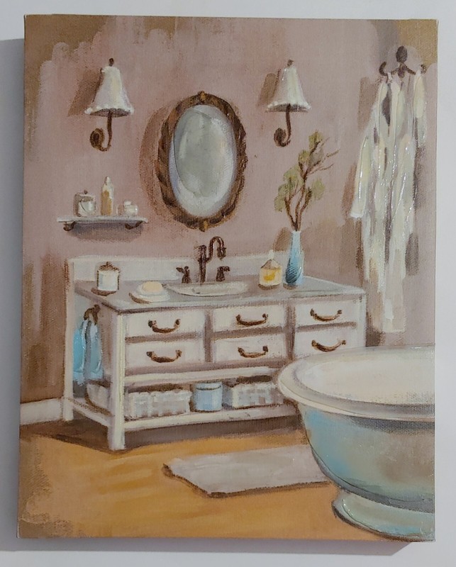 ORIGINAL – Arauco – Bathroom – Canvas Painting / Graphics ( Mexico ) 11in x 14in