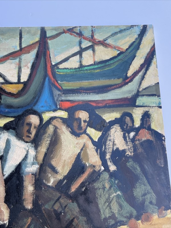 AUGUSTO TORRES PAINTING Coastal Mid Century MODERNIST EXPRESSIONISM Listed 36” gallery