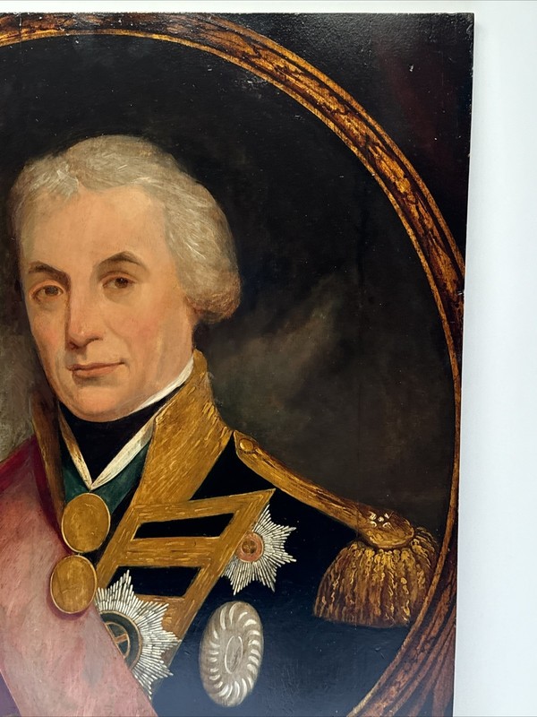 ANTIQUE NAVAL COMMANDER PAINTING PORTRAIT ADMIRAL HORATIO NELSON BATTLE RARE gallery