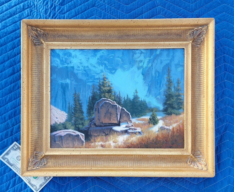 2005 JOHN COX Mountain Landscape Oil Painting-Texas/Arizona/Wyoming-Frame 17″x21