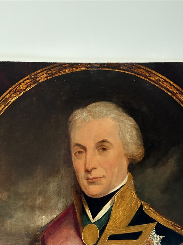 ANTIQUE NAVAL COMMANDER PAINTING PORTRAIT ADMIRAL HORATIO NELSON BATTLE RARE gallery
