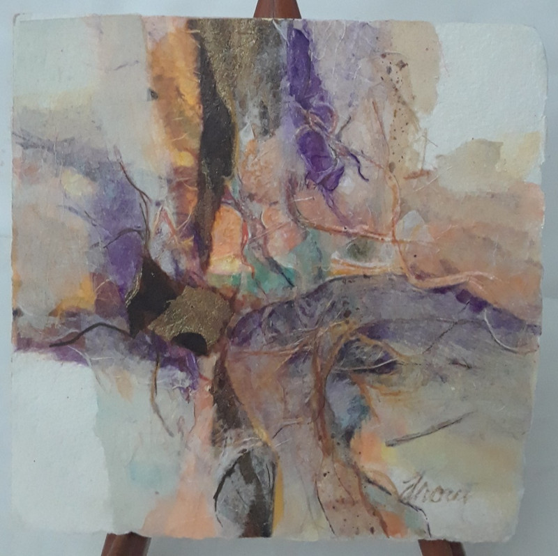 Gouache Multi Media Signed By Don Trout Artist 7.5 x 7.5 in Matted "Unravelled" gallery