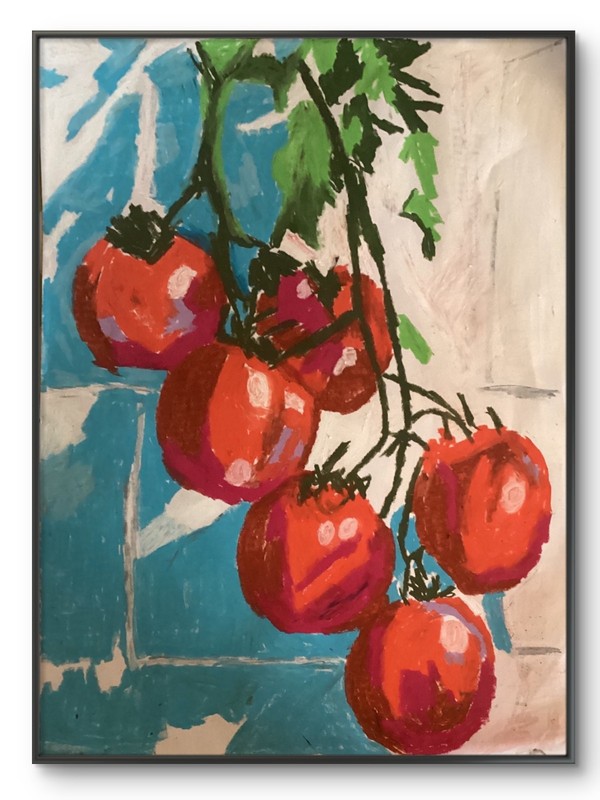 Boho Art Inspired Rustic Food Tomato Garden Original 18×24 on Paper