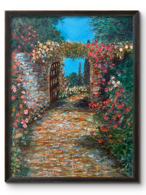 Secret Garden Gate 11X14 ABSTRACT ORIGINAL ART MODERN HOME
