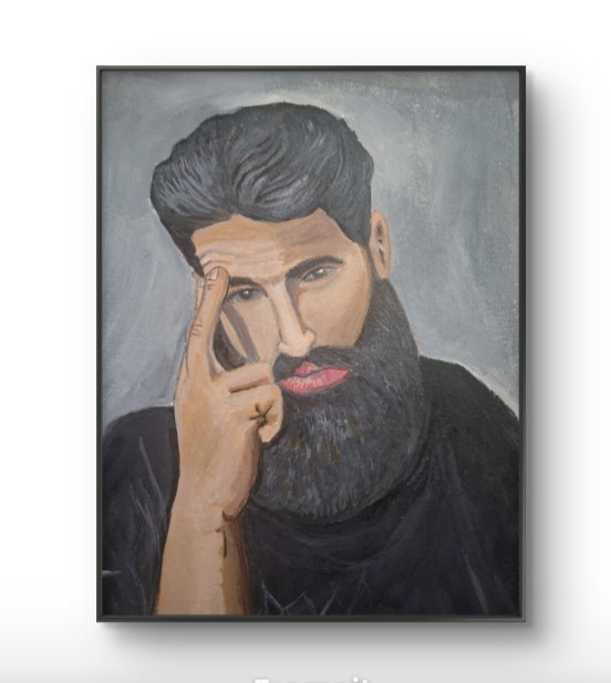 Contemporary Figurative Man Thinking Thoughts 9×12 Acrylic Painting Canvas Paper