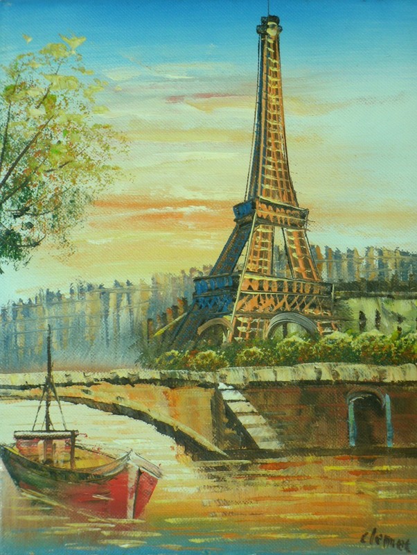 Vintage Oil Painting Eiffel Tower Paris 8×10