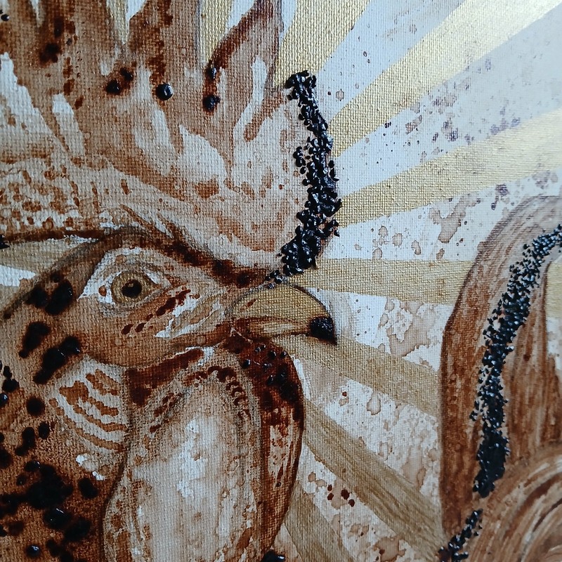 Original Rooster Painting on Canvas Gold & Brown Tones Farmhouse Country Chicken gallery
