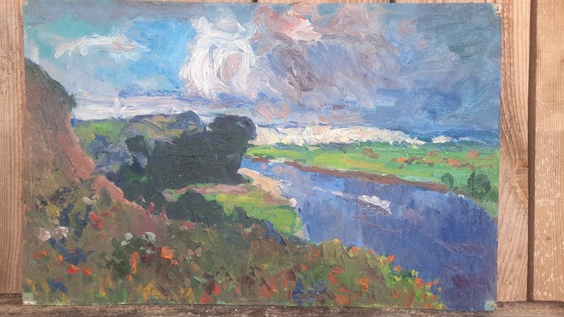 Ukrainian oil painting On the Desna River gallery