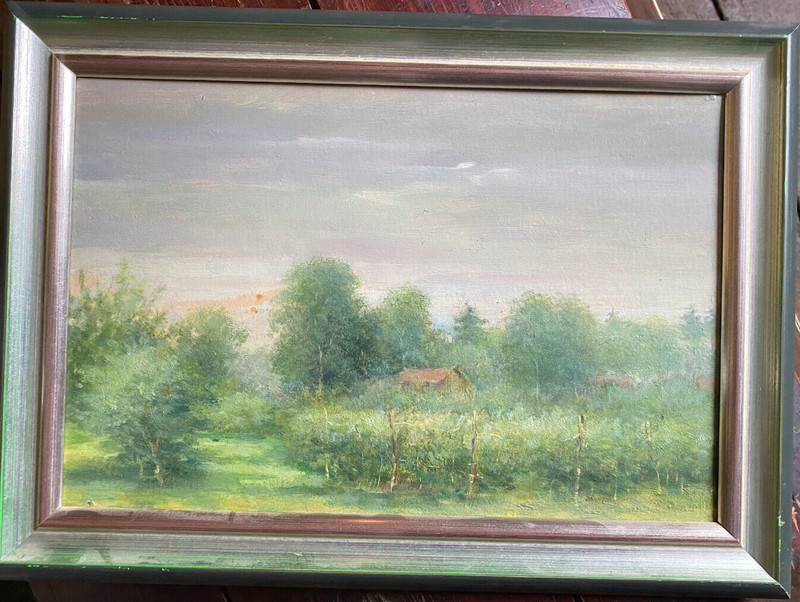 Oil Painting Romantic Baumlandschaft With Small Hut Wolkenverhangen