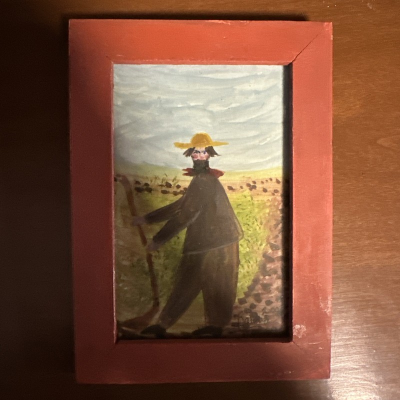 Barbara Strawser Folk Art Painting “the Garden Man” – 2003