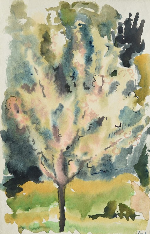 Curt Wittenbecher 1901-1978 Magdeburg / Watercolor May 1961 «Blooming Apple Tree»