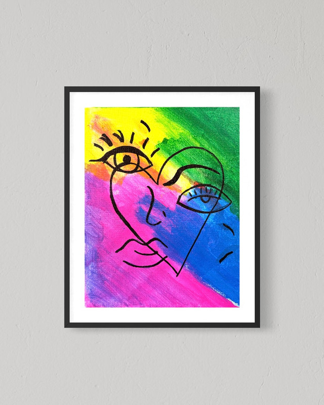 Original Eyes & Heart 8×10 Canvas Acrylic Abstract Colorful Vibrant Wall Art